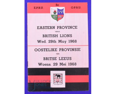 1968 British and I Lions Rugby Programme v Eastern Province: At Port Elizabeth 29/5/68 8pp, compact issue in VG condition