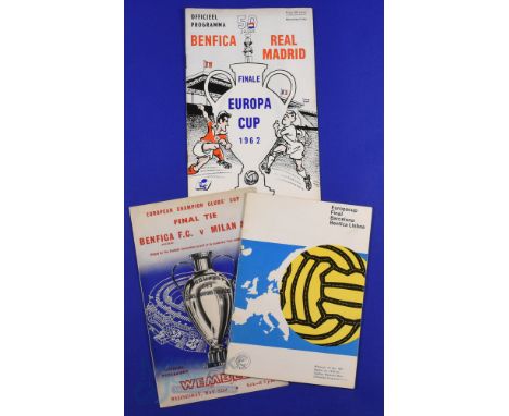 European Cup final match programmes 1961 Benfica v Barcelona (Berne), 1962 Benfica v Real Madrid (Amsterdam), 1963 Benfica v 