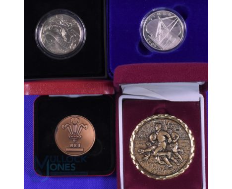 Official Rugby Medals, Boxed (4): Quartet of splendid 'as-new- boxed medals for the 2005 WRU Grand Slam, the IRB Sevens Serie