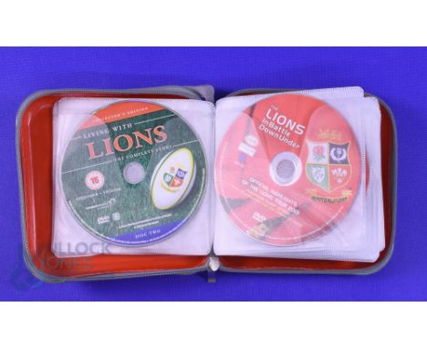 36 British and I Lions DVDs in attractive case (36): In a compact scarlet stiffened customised case, what seems to be every D