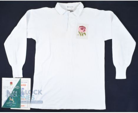 c1952 Scarce England International Rugby Jersey: Period piece, white England jersey made by Bukta, supplied by Lilywhites, bo
