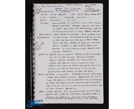 1994 Lucas Redebe Assessment file on player ability, fitness, suitability, history and other relevant matters with paper copy
