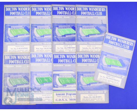 1957/58 Bolton Wanderers home match programmes to include Blackpool, Sunderland, Portsmouth, Arsenal, Tottenham Hotspur, Hear