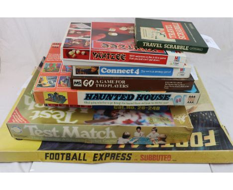 Eight vintage boxed games to include Subbuteo Football Express, Test Match Cricket, Denys Fisher Haunted House, etc, conditio