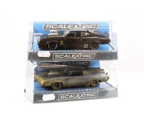 Two cased Scalextric Officially licensed Ford slot cars to include C3983 Ford XB Falcon Matte Black and C3697 Ford XB Falcon 