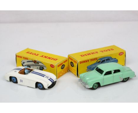Two boxed Dinky diecast models to include 133 Cunningham C-5R Road Racer in white with blue trim and blue hubs, vg with gd bo