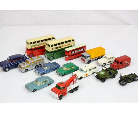 14 loose play worn diecast models to include Matchbox Lesney Commercials Brooke Bond Tea, Lesney VW 1500 Saloon No.137, Dinky