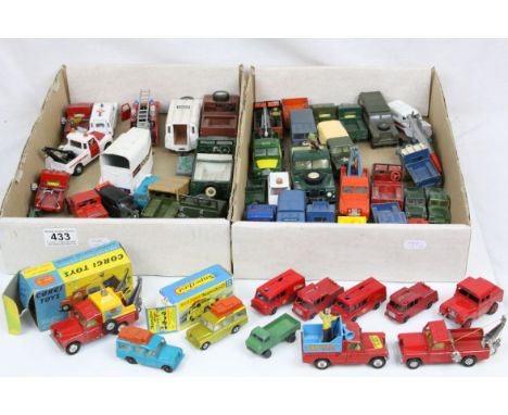 55 1960s onwards play worn diecast mainly Land Rover model vehicles to include Corgi, Matchbox Lesney, Dinky, Britains, featu