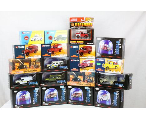 19 boxed diecast models to include 17 x Corgi featuring ltd edn nine Double nine Royal Airforce, Police etc, Fire Support Veh