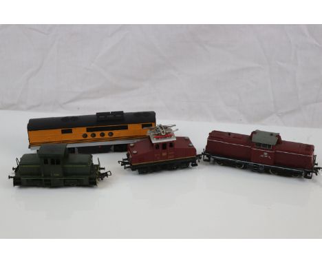 Four HO scale locomotives to include Fleischmann x 3 and Bachmann