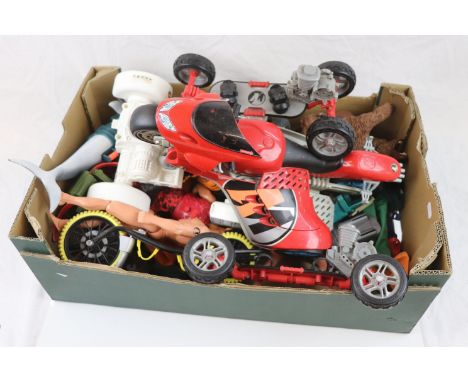 Collection of Hasbro Action Man to include 7 x figures, Roving Vehicle, 2 x Extreme Skateboard, Dolphin etc