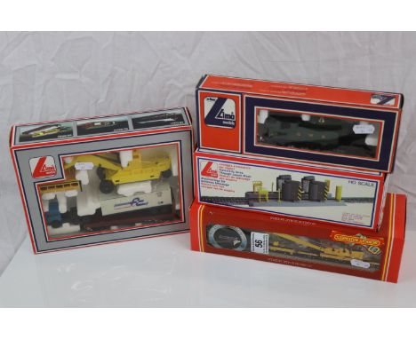 Four boxed OO gauge model rail items to include Lima 205111MWG GWR 2-6-2 locomotive, Hornby R749 BR 75 Ton Crane, Lima 600990