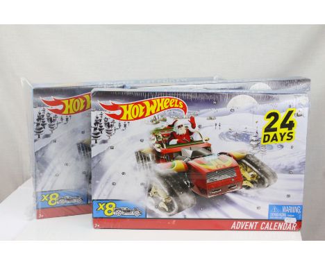 Three sealed Mattel Hot Wheels Advent Calendars each containing 8 x model cars