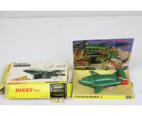 Boxed Dinky 101 Thunderbirds 2 &amp; 4 diecast model, diecast gd with some paint loss and one decal missing, inner display st