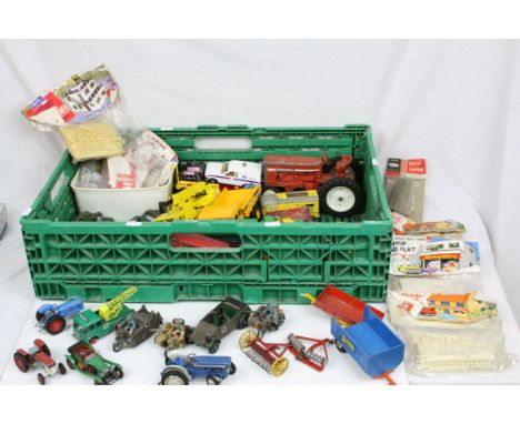 Quantity of play worn diecast models from the 1960s onwards to include Dinky, Corgi and Britains featuring farming, commercia