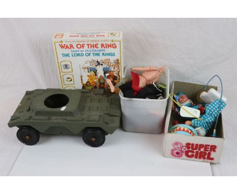 Group of mixed toys to include Palitoy Action Man accessories, boxed War of The Ring game etc, all play worn and varying cond