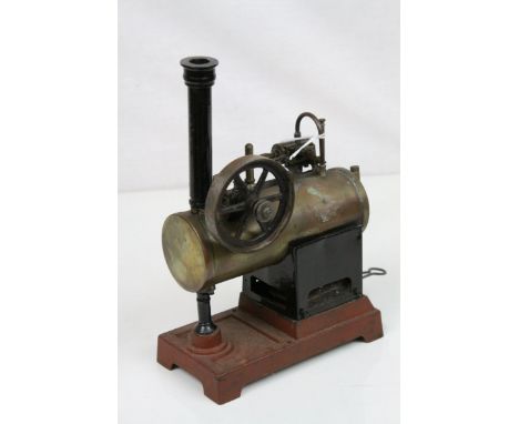 Mid 20th C Stationary Steam Engine, unmarked, 15 x 8cm base