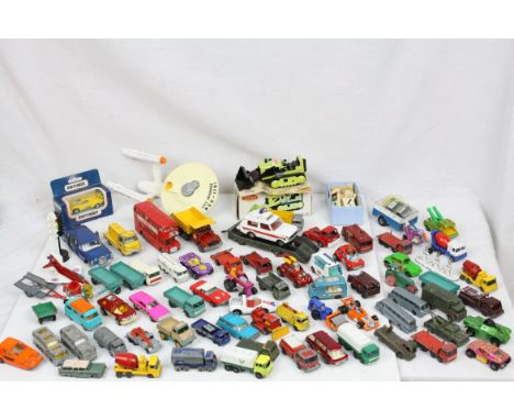 Collection of over 70 play worn diecast models from the 60s/70s to include Corgi, Matchbox, Dinky, Husky etc featuring Dinky 