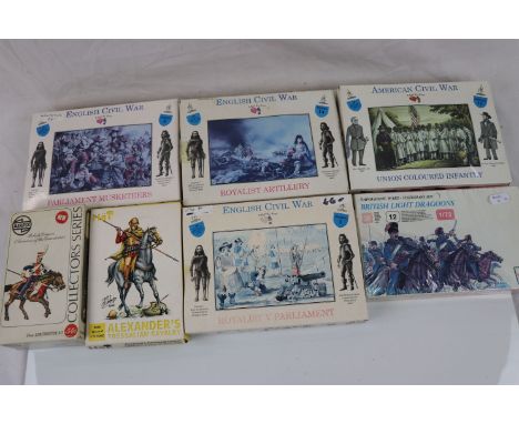 Seven boxed plastic military figures sets to include 4 x A Call To Arms (3 x English Civil War &amp; 1 x American Cival War),