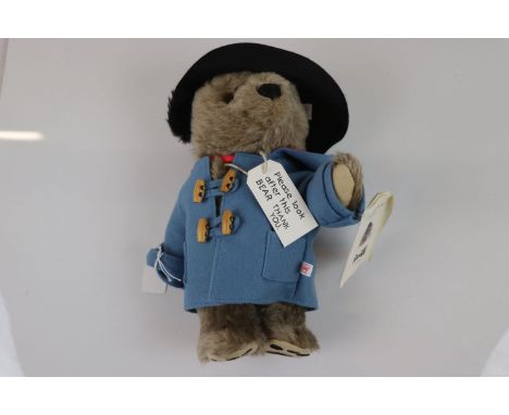 Steiff ltd edn 2008 Paddington Bear with black hat, tag and Paddington medal, certificate attached to coat