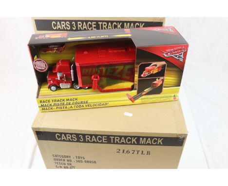 Shop Stock - Six boxed Mattel Cars 3 Track Mack models, contained within 3 trade boxes