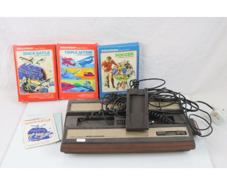 Retro Gaming - Mattel Electronics IntelliVision console with 2 x boxed games (Triple Action &amp; Space Battle) plus an empty