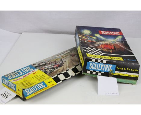 Two boxed Triang Scalextric accessories to include A239 Track &amp; Pit Lights (damage to box) and HP2 Trackside Accessory Pa