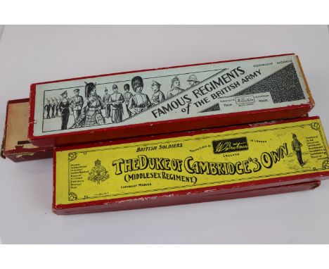 Collection of five sets of vintage Britains soldiers to include Soldiers of the British Empire, The Royal Marines, Famous Reg