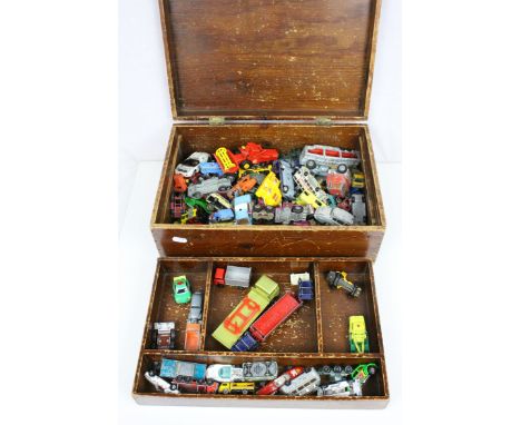 Collection of mid 20th C play worn diecast models to include Matchbox Lesney, Corgi, Dinky and Triang Spot On, contained with