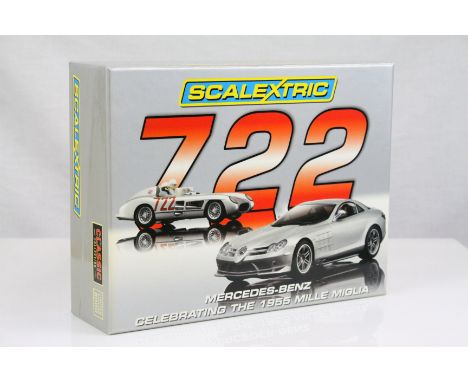 Boxed ltd edn Scalextric C2783A 722 Mercedes-Benz Celebrating The 1955 Mille Miglia slot car set, with certificate, excellent