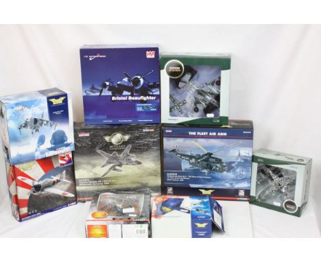 Nine boxed 1:72 Aviation diecast models to include 2 x Oxford Aviation featuring AC061 &amp; AC031, Hobby Master HA2313 Brist