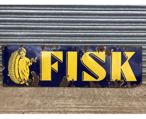 A Fisk Tyres rectangular enamel sign, 62 1/2 x 18 3/4".