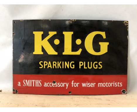 A KLG Sparking Plugs rectangular enamel sign, 22 x 14".