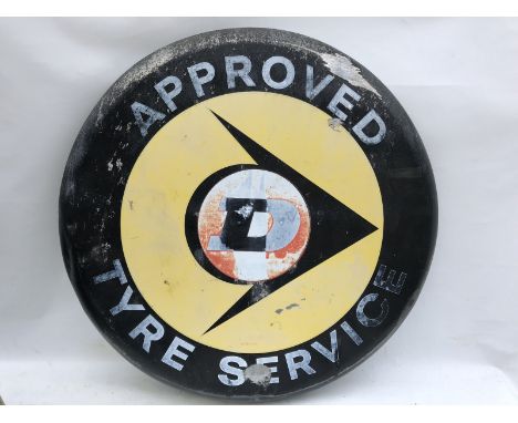 A Dunlop Proved Tyre Service circular aluminium advertising sign, 30" diameter.
