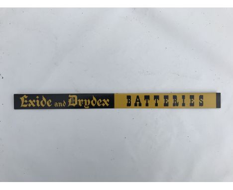 An Exide and Dridex Batteries shelf strip, in very good condition.