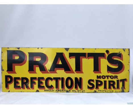 A Pratt's Perfection Motor Spirit rectangular enamel sign by Protector of Eccles, unusually in good condition, 52 x 18". 