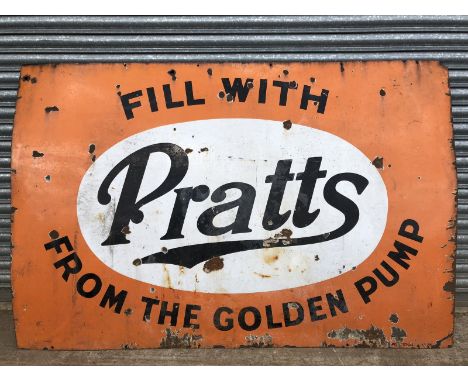 A Pratts 'Fill with Pratts from the Golden Pump' rectangular enamel sign by Patent, 72 x 48".