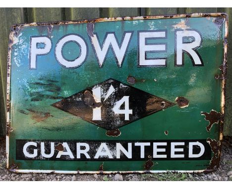 A Power Guaranteed rectangular enamel sign, 42 x 30". 