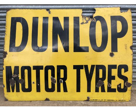 A Dunlop Motor Tyres rectangular enamel sign by A.J. Wilson & Co. Ltd., 48 x 36". 