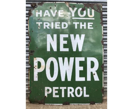 A rare Power Petrol rectangular enamel sign by Wildman and Meguyer, 36 x 14".