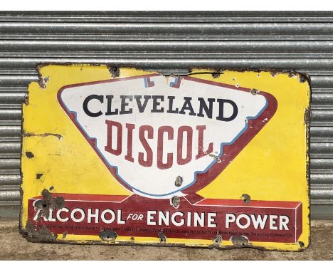 A Cleveland Discol rectangular enamel sign with image of globe to the centre, by Stocal, 48 x 30".