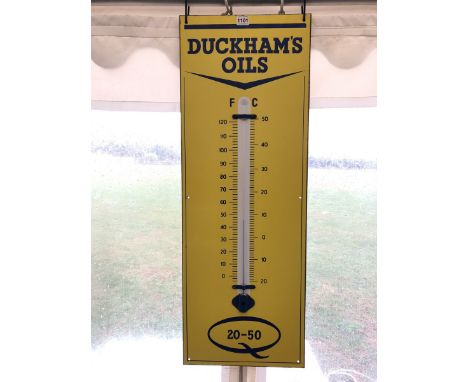 A Duckham's Oils enamel thermometer in excellent condition.