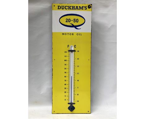 A Duckham's 20-50 Motor Oil enamel thermometer, 13 x 36".