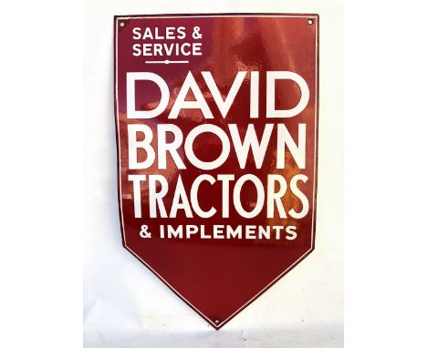 A David Brown Tractors and Implements Sales Service enamel sign with slight amateur retouching, 18 x 30".