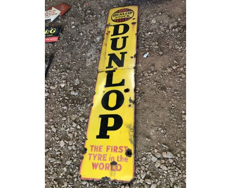 A Dunlop Stock narrow two piece enamel sign.