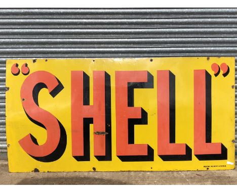 A good Shell rectangular enamel sign by Bruton of Palmers Green, 72 x 36".