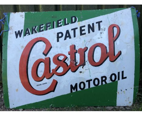 A Wakefield Castrol Motor Oil rectangular enamel sign with older retouching, 48 x 36". 