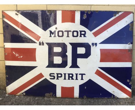 A BP Motor Spirit Union Jack enamel sign by Chromo dated November 1925, 54 x 36".