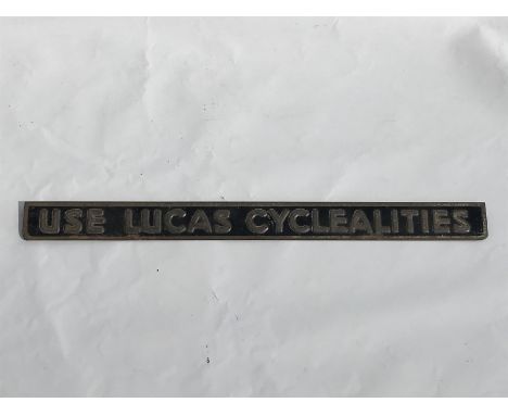 A Lucas Cyclealities embossed shelf strip, an early example.