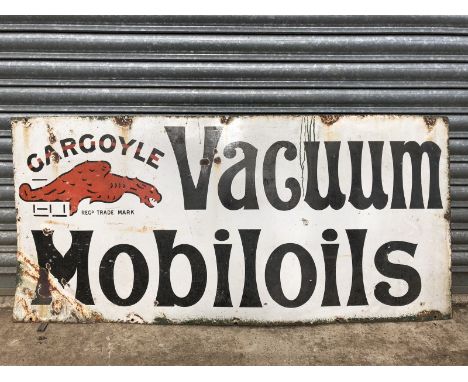 A Gargoyle Vacuum Motor Oils rectangular enamel sign, 52 x 24".